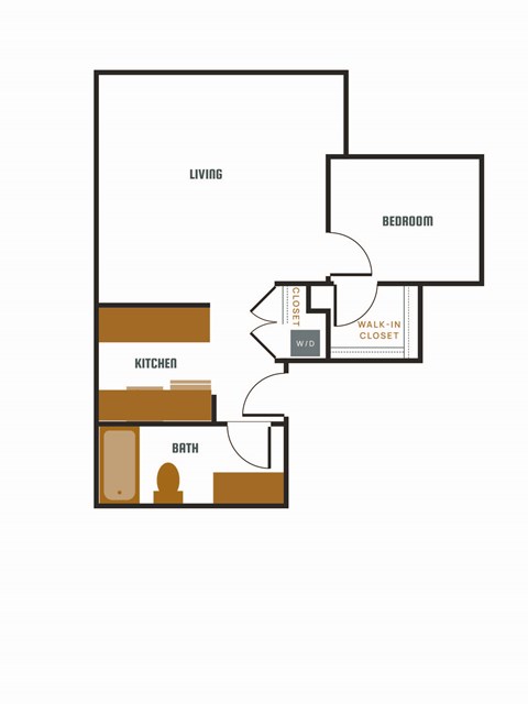 Floor plan for 1 bed, 1 bath